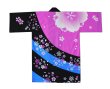 画像1: お祭り長半纏：半纏帯別売【桜】 黒・ピンク (1)