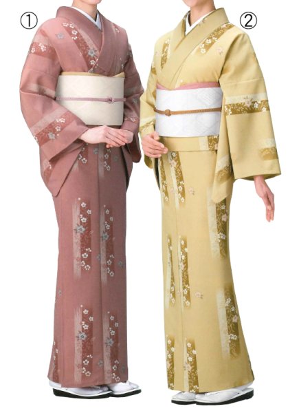 画像1: 【女単衣仕立】着物　桔梗と撫子　ピンク・芥子【受注生産品】KI-1003 KI-1023 (1)