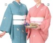 画像1: 【女単衣仕立】着物　瓢箪桜　青磁・桃【受注生産品】KI-1047 KI-1048 (1)